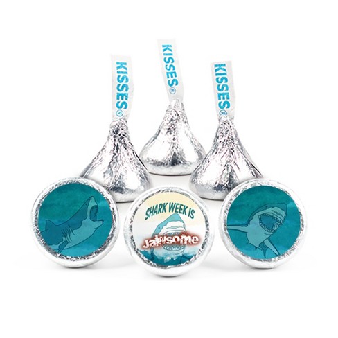 100 Pcs Shark Week Candy Party Favors Milk Chocolate Hershey's Kisses ...