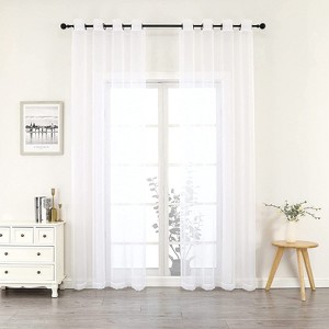 GoodGram Montauk Accents 2 Piece Grommet Top Summery Sheer Voile Window Curtain Panels For Extra Long & Taller Windows - 1 of 3