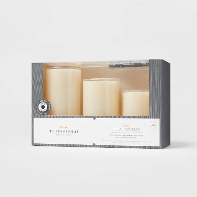 Flamelesscandles: 3.25 x 3 Inch Flat Top Birch Pillar Wax Wrapped