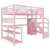 TUYOHW Full Size Loft Bed with Storage Staircase & Wardrobe,Metal Loft Bed with Desk,Storage Shelves,Charge Station,LED Lights for Teens & Adults - 4 of 4