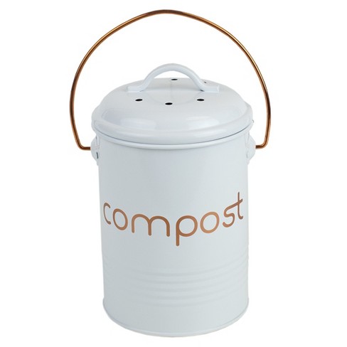 AVLA Compost Bin Kitchen Countertop, 1 Gallon Composter Pail, Food Waste  Composting Bucket, Odorless Trash Keeper Container, White Scraps Caddy with