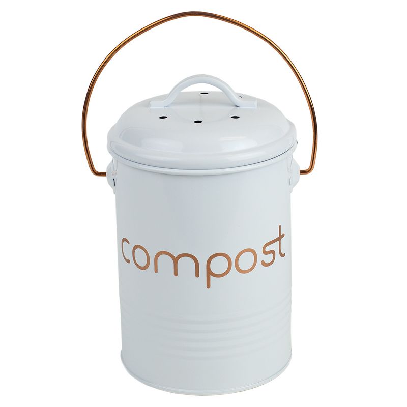 Home Basics Grove Compact Countertop Compost Bin, White, 1 of 7