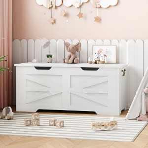 Storage Chest, Toy Chest With Lids, Wood Toy Organizer Box With Safety Hinge, - 1 of 4
