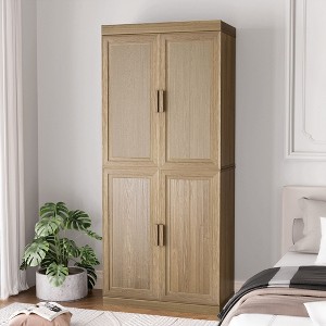 PexFix 72"x31"x16" Wood Accent Cabinet with Adjustable Shelves in Natural Color - 1 of 4