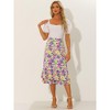 INSPIRE CHIC Women's Chiffon Elastic Waist Ruffle Tiered Flowy Midi Floral Printed Skirts - 2 of 4