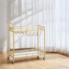 Bar Cart , Home Bar Serving Cart, Wine Cart With 2 Mirrored Shelves, Wine Holders, Glass Holders, For Kitchen, Dining Room - 2 of 3