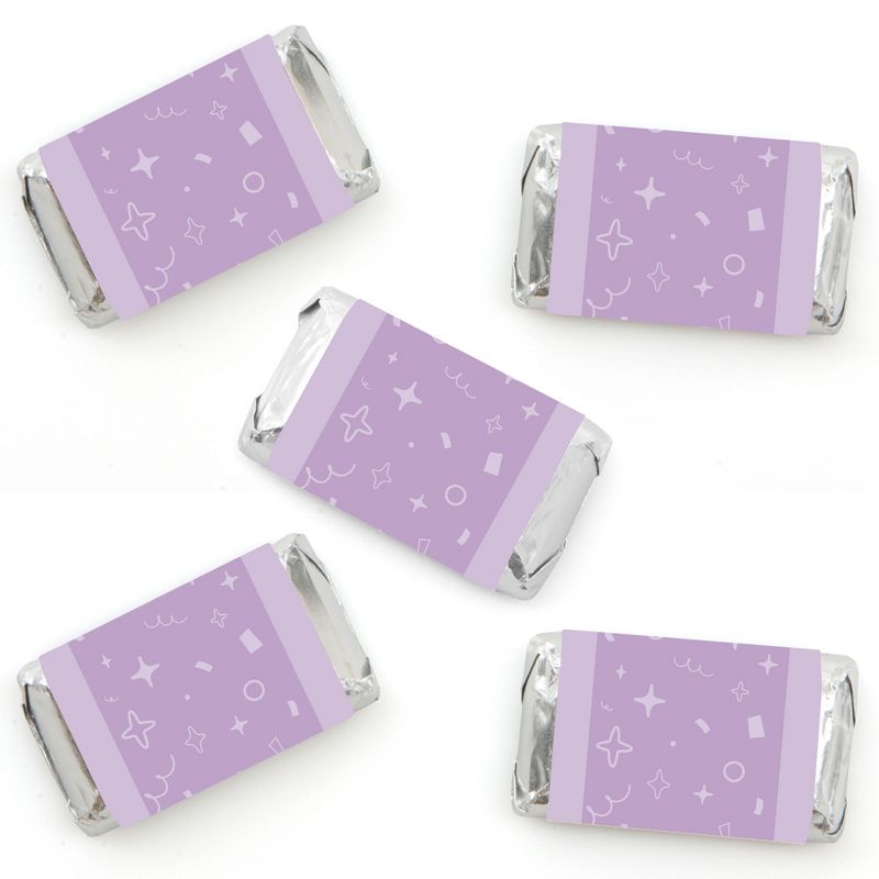 Big Dot of Happiness Purple Confetti Stars - Mini Candy Bar Wrapper Stickers - Simple Party Small Favors - 40 Count, 1 of 7