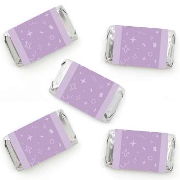 Big Dot of Happiness Purple Confetti Stars - Mini Candy Bar Wrapper Stickers - Simple Party Small Favors - 40 Count
