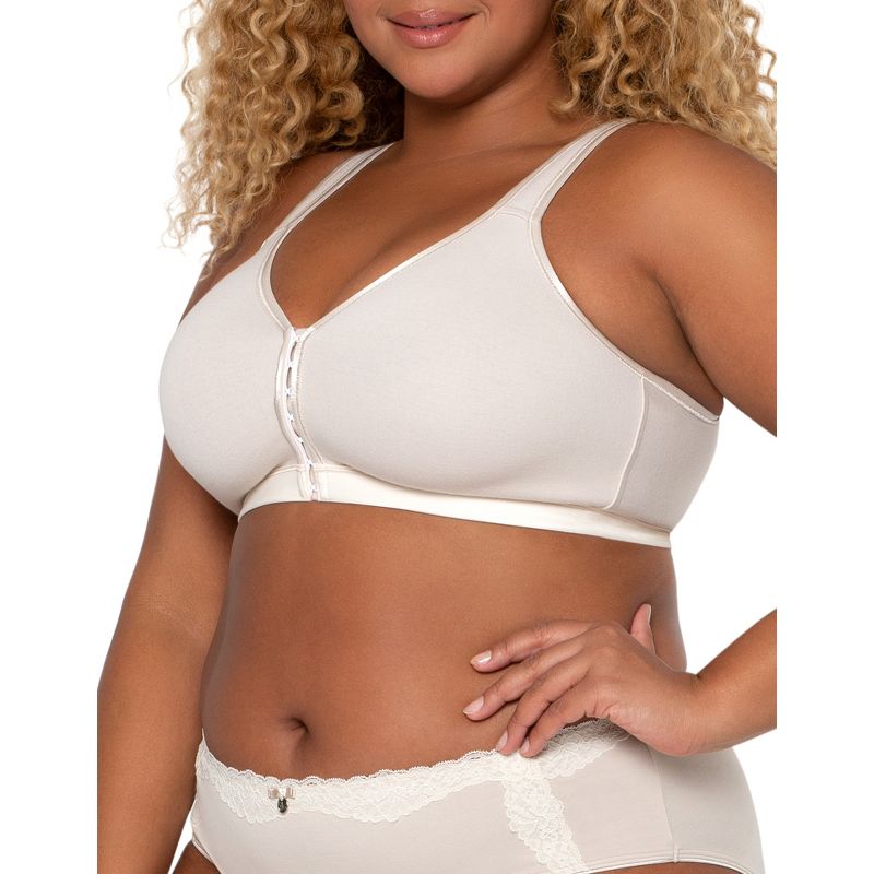Curvy Couture Women's Cotton Luxe Front and Back Close Wireless Bra, 4 of 4