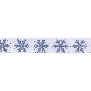 Christmas Glittered Snowflake Ribbon (Set Of 2) 2.5 Inch Width x 10 Yards Wired Polyester Grey White by Melrose - 1 of 3