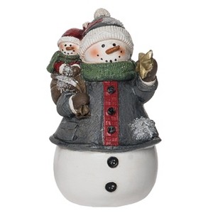 Transpac Resin 5.5 in. Multicolored Christmas Quilted Snowman Figurine - 1 of 2