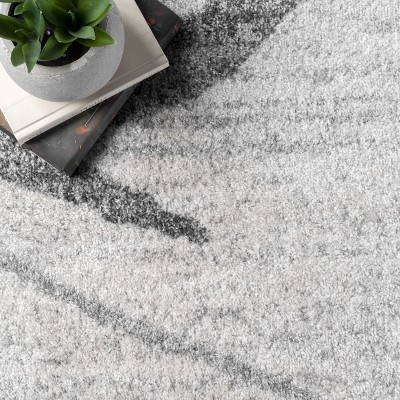 Gray Abstract Non-Slip Synthetic Runner Rug