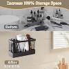 LunaLulinlk Tool Organizer, 3-in-1 Hair Dryer Holder Metal Bathroom Organizer Wall Mount Cabinet Door for Hair Dryer, Curling Iron, Makeup, Black - 4 of 4