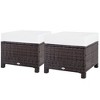 Outsunny 2 Pc 20" Outdoor PE Rattan Wicker Ottoman, Fade-Resistant Patio Footrest with Soft Cushion, Steel Frame, Dark Brown, White - 4 of 4