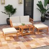 Tangkula 5 Pieces Patio Lounge Chair Set w/Ottomans Acacia Wood Patio Conversation Set w/Cushions Coffee Table Modular Outdoor Lounge Sofa Set - 2 of 4