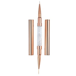 Unique Bargains Nylon DIY Manicure Double Ended Nail Art Brush Rose Gold Tone 1 Pc - 1 of 4