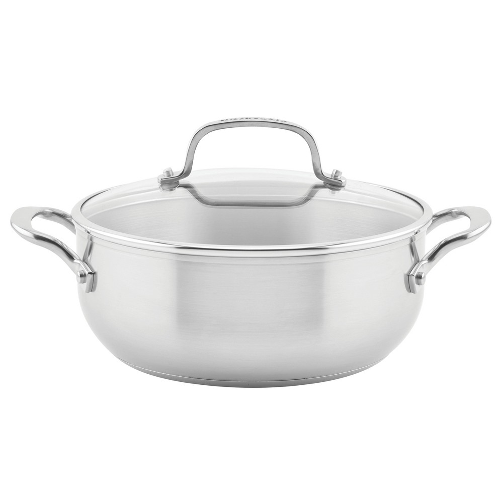 Photos - Pan KitchenAid 3-Ply Base Stainless Steel 4qt Casserole with Lid 