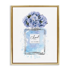 Stupell Industries Blue Flowers Perfume Bottle, 17" x 21" - 1 of 4