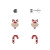 FAO Schwarz Holiday Crystal Stone, Reindeer Puppy and Candy Cane Stud Trio Earring Set - image 2 of 3