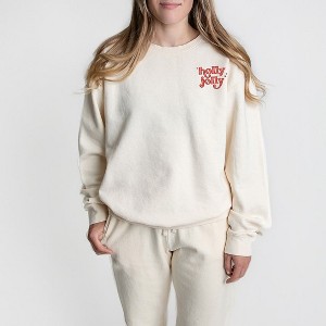 Simply Sage Market Women's Lightweight Garment Dyed Graphic Sweatshirt Embroidered Whimsical Holly Jolly Stars - 1 of 4