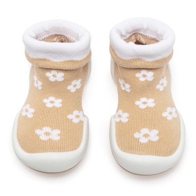 Komuello Toddler Girl First Walk Sock Shoes - Daisie Latte