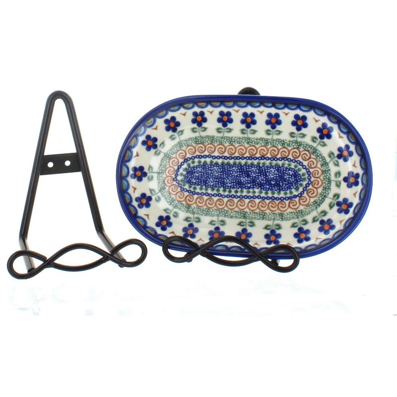 Blue Rose Polish Pottery Small 5.5" Loop Design Plate Rack, 1 of 2