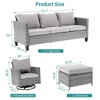 Sonkuki 5-Piece Patio Conversation Set with Swivel Rocking Chair, Navy Blue Cushion - 3 of 4