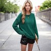 Amaryllis Women's Cable Knit Sleeve Crew Neck Sweater Long Sleeve Cozy Soft Knit Oversized Fit - 3 of 4