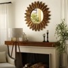 BEAUTYPEAK 20" Round Sunflower Wall Mirror, Boho Decorative Wood Frame, Vanity or Bathroom Wall Mirror for Living Room, Entryway, Bedroom - 2 of 4