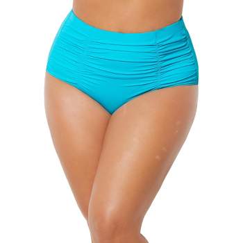 Swimsuits for All Women's Plus Size Shirred High Waist Swim Brief