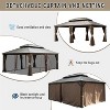 PAGED 10'X12' Hardtop Outdoor Canopies and Gazebos with Galvanized Steel Double Canopy for Patios Deck Backyard, Curtains and Netting, Brown - 2 of 4