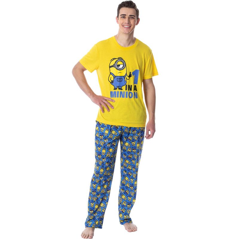 Despicable Me Mens' Minions 1 In A Minion Raglan Sleep Pajama Set Multicolored, 1 of 6