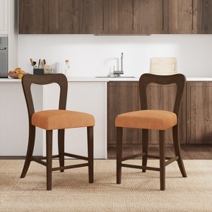 Okak Set of 2 Counter Height Bar Stools for Dining Rooms,Upholstered Heart-Shaped Hollow Back Counter Bar Stools Without Arm - 1 of 4