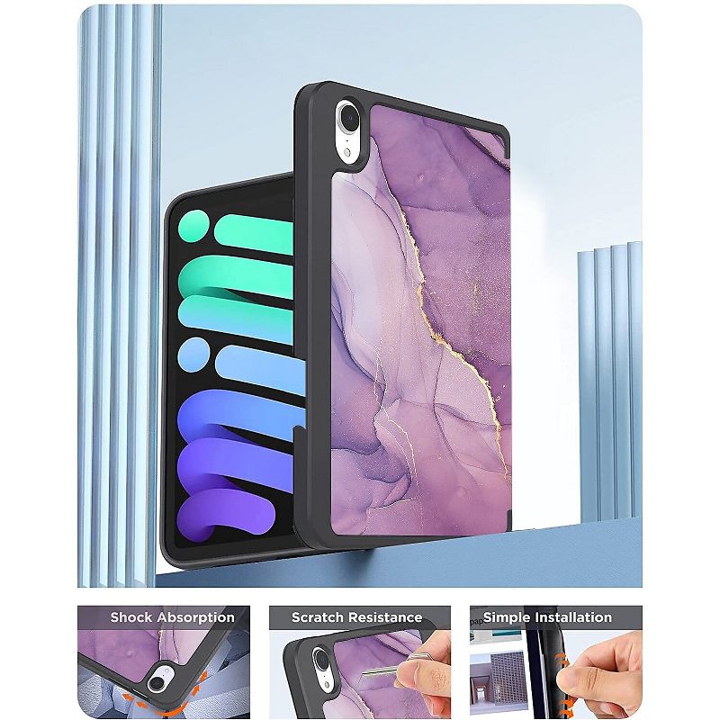 SaharaCase Folio Case for Apple iPad mini (6th Generation 2021) Purple Marble (TB00050), 5 of 8