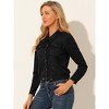 INSPIRE CHIC Women's Faux Suede Casual Spread Collar Button Up Biker Moto Jacket - 4 of 4