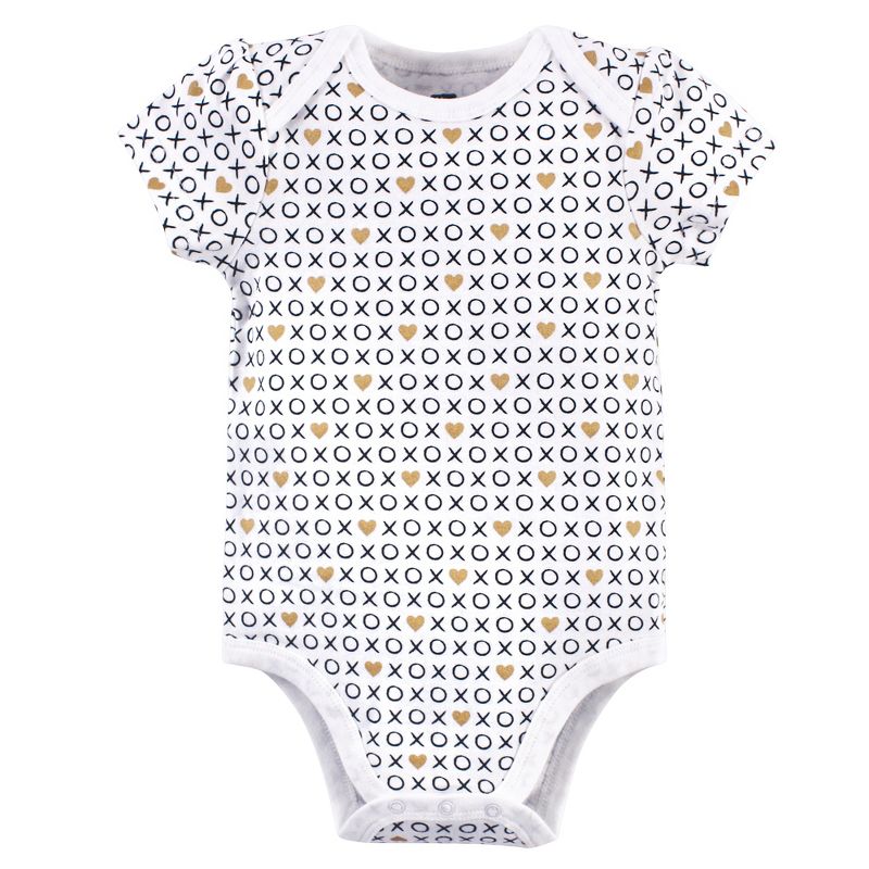 Hudson Baby Infant Girl Cotton Bodysuits 3pk, Love Xoxo, 4 of 6