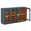 Okak Country Style Sideboard Storage Cabinet with 4 Arched Glass Doors and Adjustable Shelves, Wooden Buffet Cabinet for Kitchen - 4 of 4