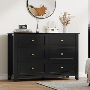 large black dresser Berkeley Six Drawer Leather Wrapped Dresser