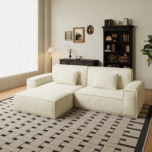 106.3" L-Shaped Sectional Sofas, Modern Full-Sponge Sectional Couch with Foot Pedal, High Rebound, Vacuum Packed for Living Room or Apartment - 1 of 4