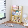 3-Tier Wooden Kids Bookshelf, Pink Book Rack & Toy Organizer, Book Display Stand for Nursery, Playroom, Classroom, or Living Room - 4 of 4