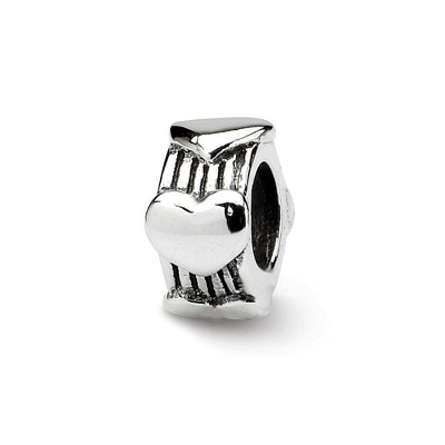 Black Bow Jewelry Sterling Silver Polished Heart Bead Charm