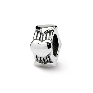 Black Bow Jewelry Sterling Silver Polished Heart Bead Charm - 1 of 3