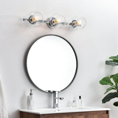 Chrome and Clear Glass 3-Light Dimmable Bath Sconce
