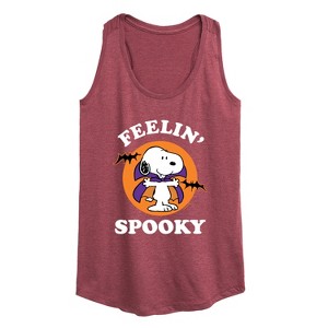 Women's Peanuts Feelin Spooky Graphic Racerback Tank - Heather Burgundy - Large - 1 of 4