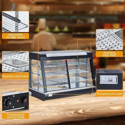 Commercial Food Warmer Display, Countertop Pastry Warmer, Pizza Warmer Cabinet with 3D Heating