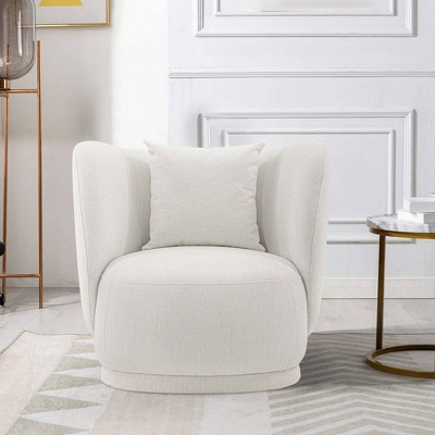 Siri Cream Linen Sofa and Accent Chair Set with Pine Wood Frame