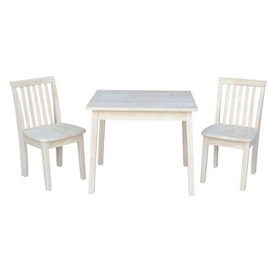 Kids' Table with 2 Mission Juvenile Chairs Unfinished - International Concepts