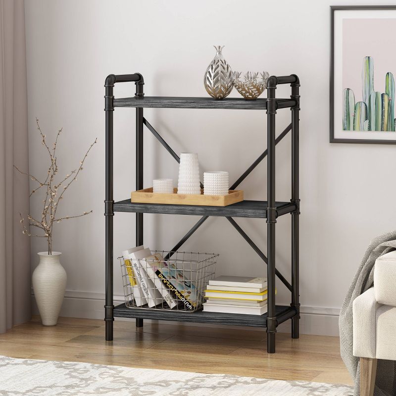 Honeysuckle Industrial Three Shelf Bookcase - Christopher Knight Home, 3 of 7