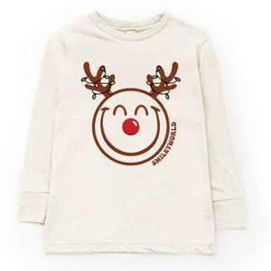 SmileyWorld Reindeer Lights - Toddler Long Sleeve Graphic Tee and Youth Long Sleeve Graphic T-Shirt - 1 of 3