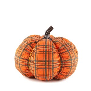 The Lakeside Collection Decorative Harvest Plush Pumpkins - Orange Plaid Small - 1 of 1